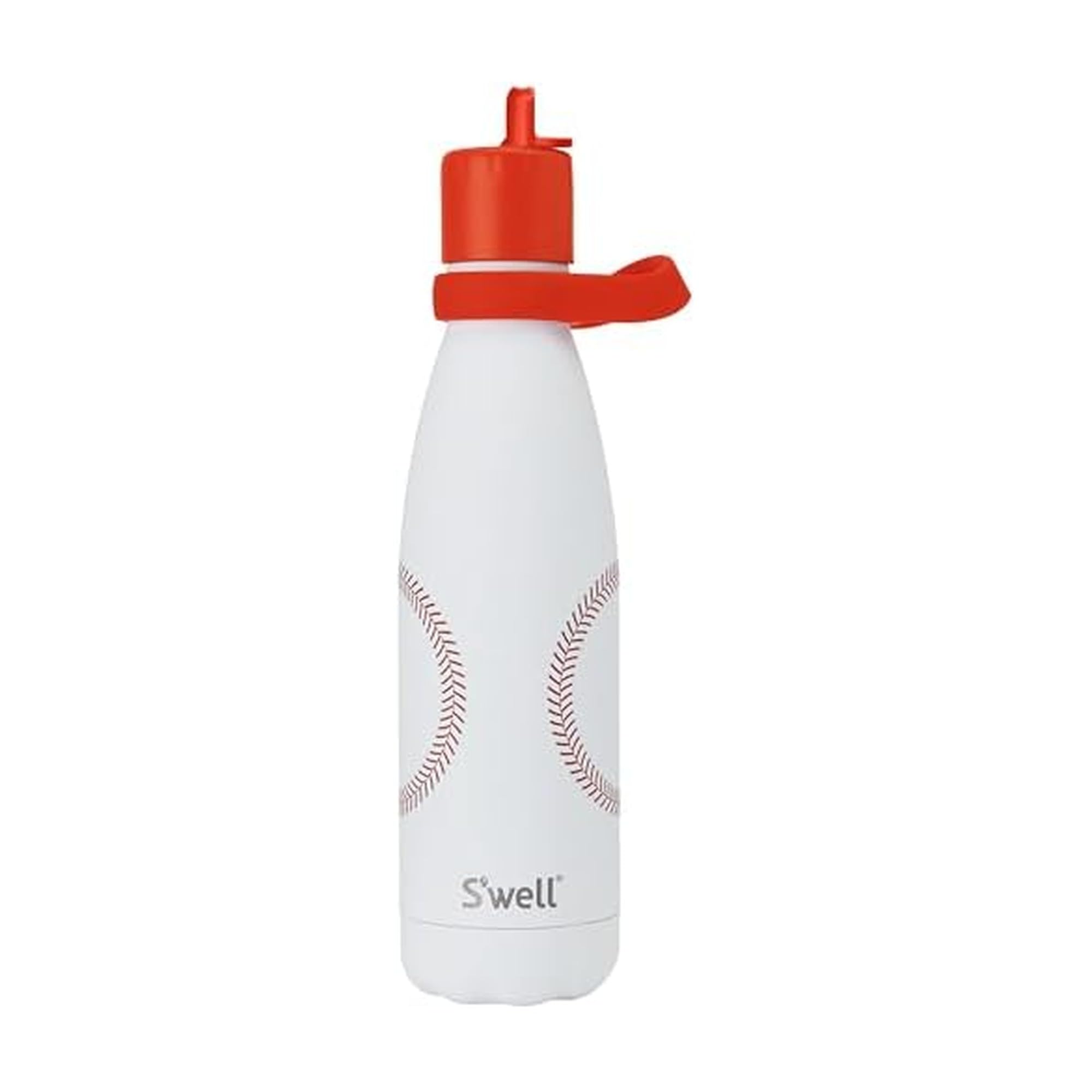 S'well Botella de agua de acero inoxidable con tapa abatible y asa, 17 onzas, Home Run, recipientes aislados al vacío de triple capa que mantienen las bebidas frías durante 36 horas y calientes