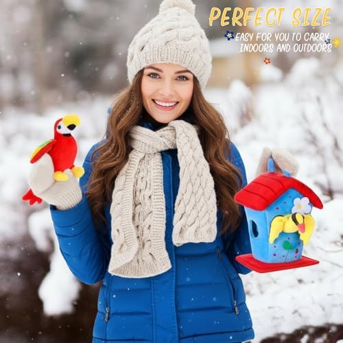 Skylety 5 Pcs Bird Stuffed Animal with Plush Bird House Bird Plush Toy Cockatoo Macaw Parrot Red Macaw Oriole Toucan for Animal Themed Birthday Party Toys