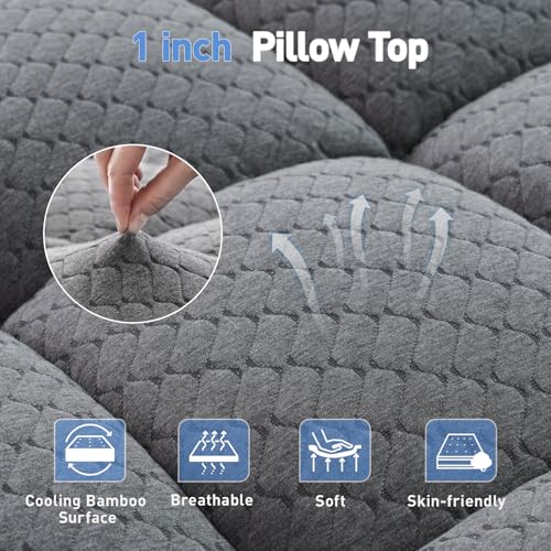 Image of Dual Layer 3 Inch Memory Foam Mattress Topper Twin Size, 2 Inch Cooling Gel Memory Foam Plus 1 Inch Pillow Top Mattress Pad Cover, with 8-21 Inch Deep Pocket Grey