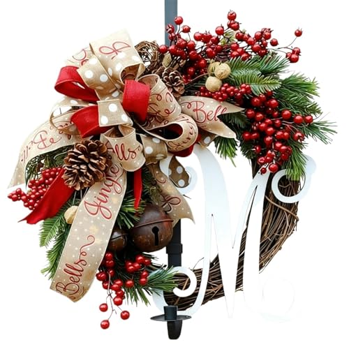 Amerikanischer Weihnachtskranz 14 Weihnachtskranz mit Buchstaben, amerikanischer Stil, zum Aufhängen,...