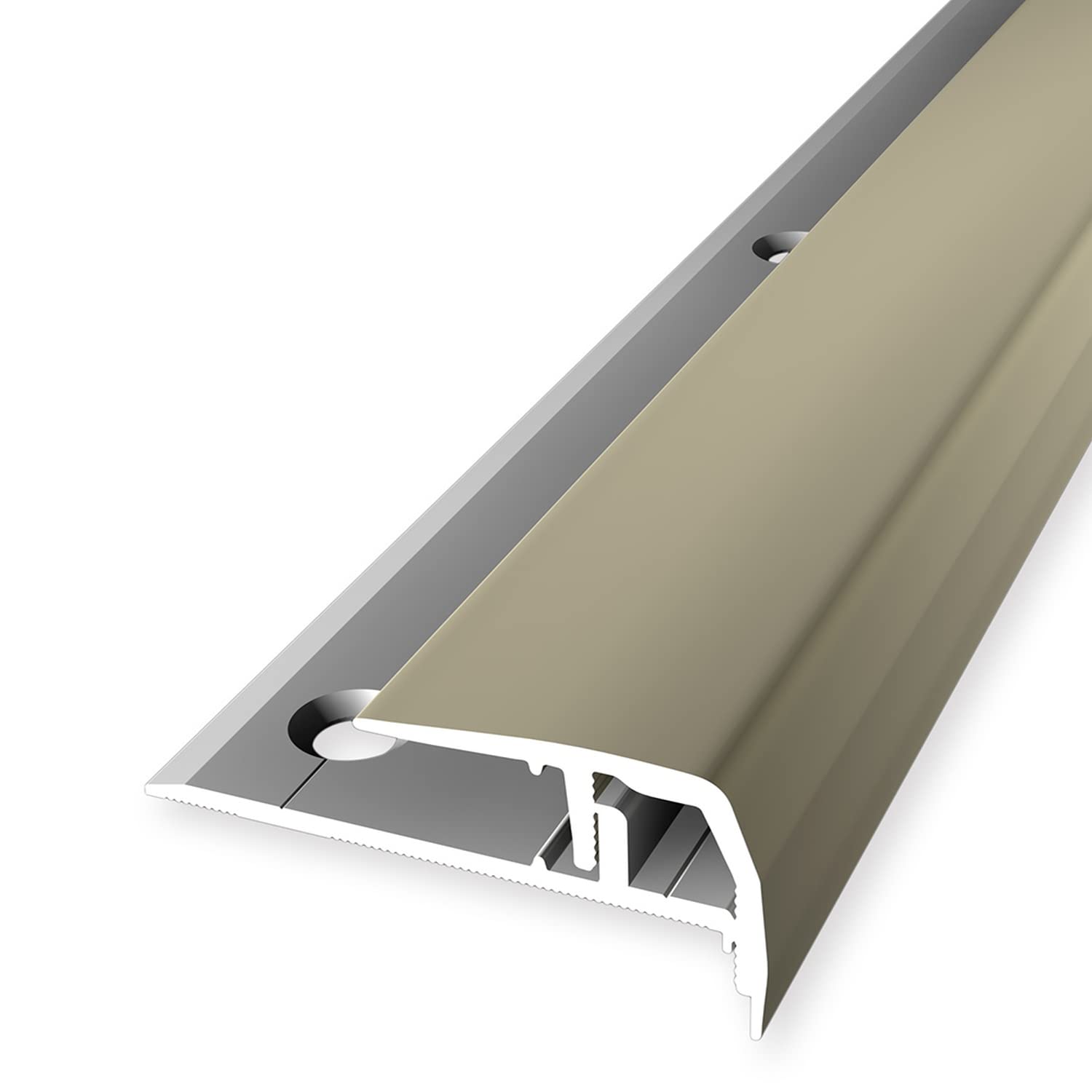 PROVISTON | Treppenkantenprofil | Metallprofil | Breite: 33 mm | Höhenausgleich: 7-14 mm | Länge: 1000 mm | Aluminiumprofil | Sand | 1 Stück