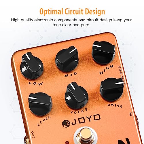 Image of JOYO American Tube Amp Simulator & Preamp Guitar Pedal, 6-Knob Control with Built-in Cab Sim for Electric Guitar, Bypass (JF-14)