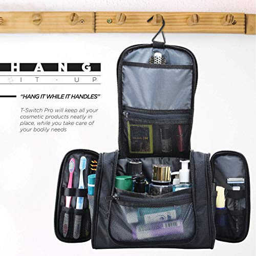 Image of FATMUG Travel Toiletry Kit Organizer Hanging Dopp Kit for Men Large Cosmetics Pouch for Women-Black