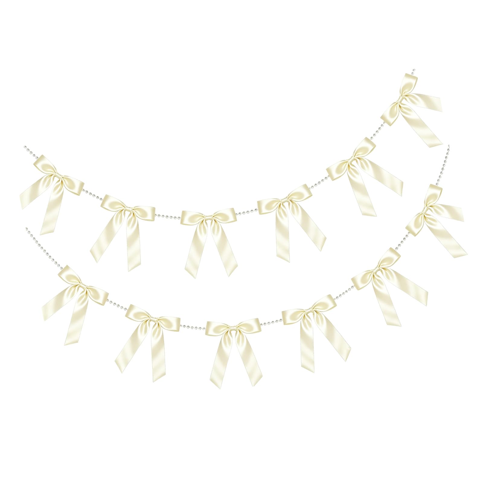 Oxxggkao Of 2 Imitation Pearls Embellished Bows Ribbons Garlands Banners for Christmas and Home Decoration Stone Bend Wreath