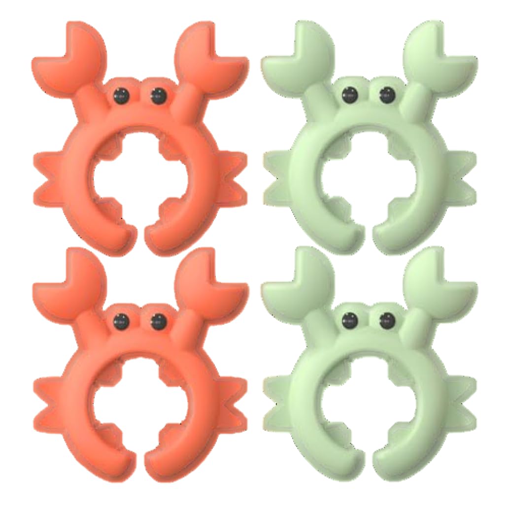 Hperu 4 Pack Crab Shape Silicone Spatula Holder, Heat Resistant & Non-Slip Kitchen Spatula Clip Holder for Pans, Spoon Rest for Stove Top (Orange & Green)