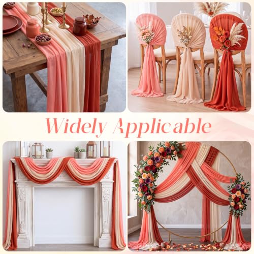 Image of Orange Peach Beige Wedding Arch Draping Fabric