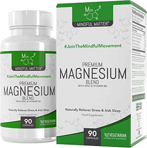 MM Mezcla de Magnesio | 90 Cápsulas de Glicinato de Magnesio, Malato de Magnesium, Taurato y Zinc de Alta Potencia | 330mg de Magnesium por Porción | Sin OGM, Gluten ni Lácteos