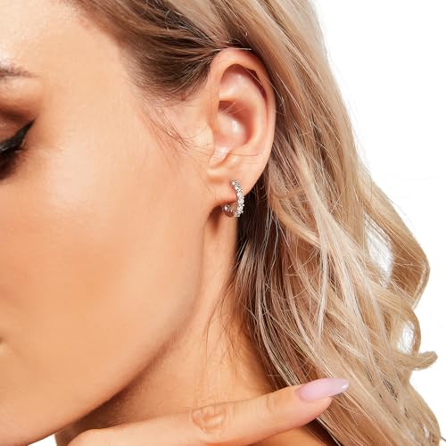 high carbon diamond Stud Earrings for Women,Hypoallergenic S925 Sterling Silver Studs D Color Clarity Round Cut Lab Created Diamond Earrings4