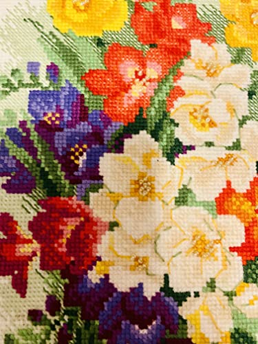 Image of RIOLIS - Freesia 1561, Floral Cross Stitch Kits 15 inchx11, Cross Stitch Kits for Beginners & Advanced, Crossstitching Kits Adult, Counted Stitching Kits, Flowers Embroidery Kit