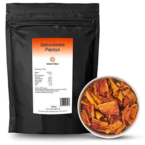 Sultan’s Palace Getrocknete Papaya - Beste Premium Qualität - Exotische Trockenfrucht ohne Zucker - Naturbelassen - Ungeschwefelt - für Müslis und Smoothies (Vegan, Glutenfrei) (1000gr) Cover