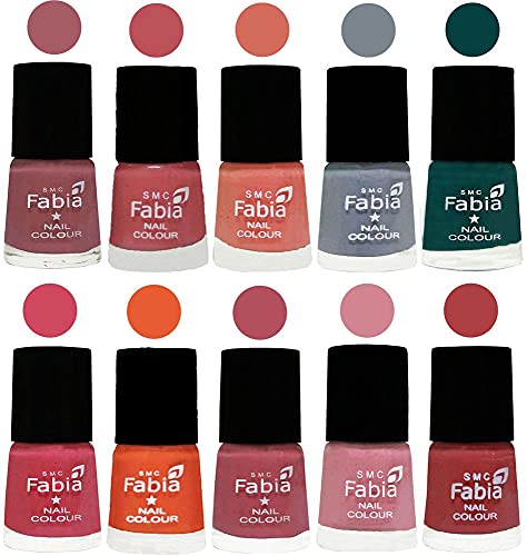 Image of ALL IN ONE (PACK OF 10), Long Lasting Glossy Nail Polish, 6 ml Each, All Vibrant Colours,01975