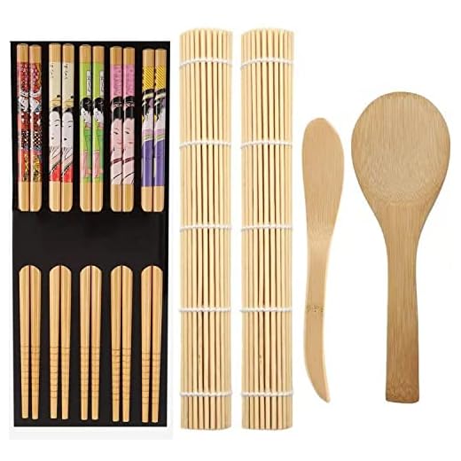 ZFYQ 9 Piezas Kit para Hacer Sushi de Bambú, Herramienta para Hacer Sushi de Bambú Simple y Profesional Sushi Kit