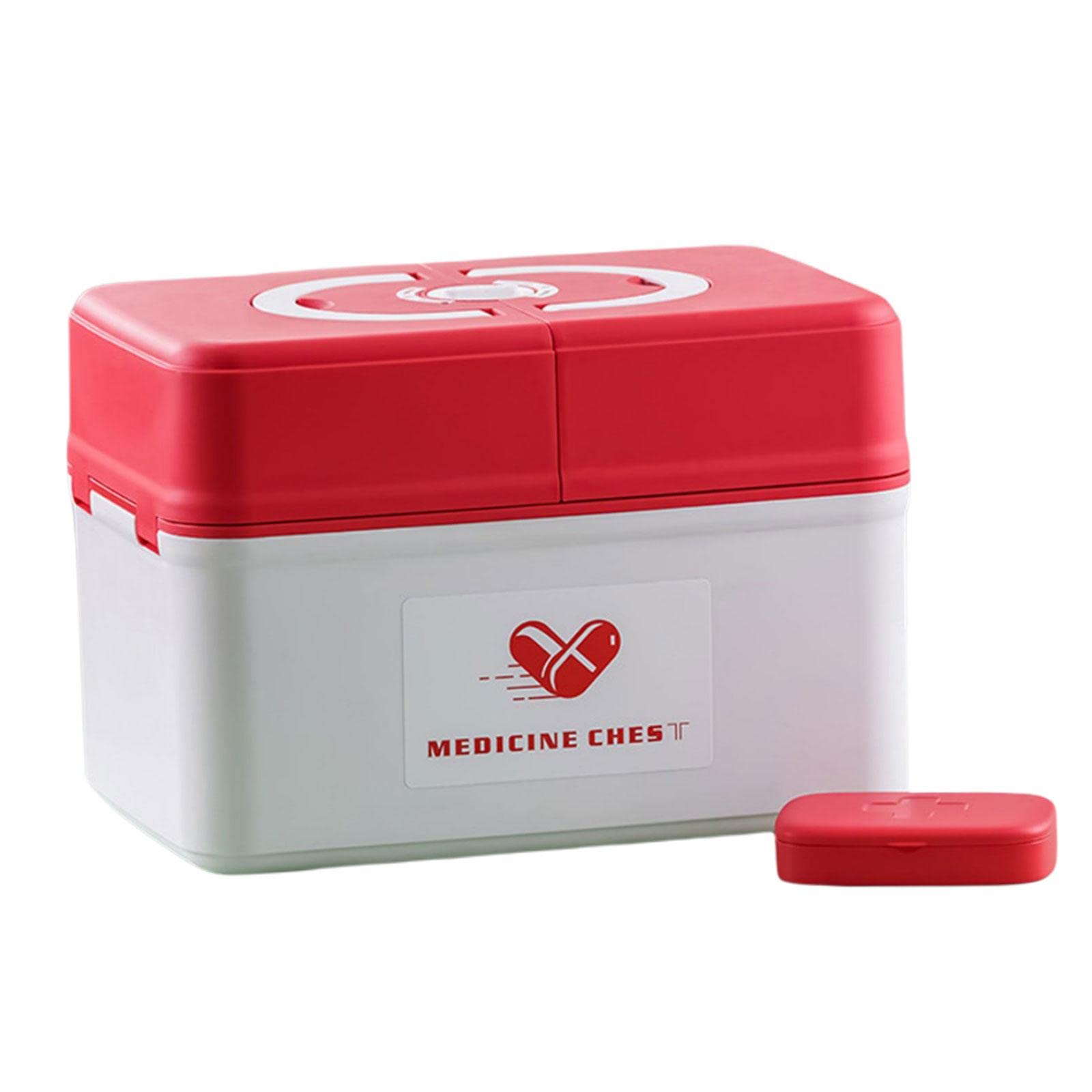 First Aid Storage Box Container Bin Emergency Medicine Box for Camping Red-image-35
