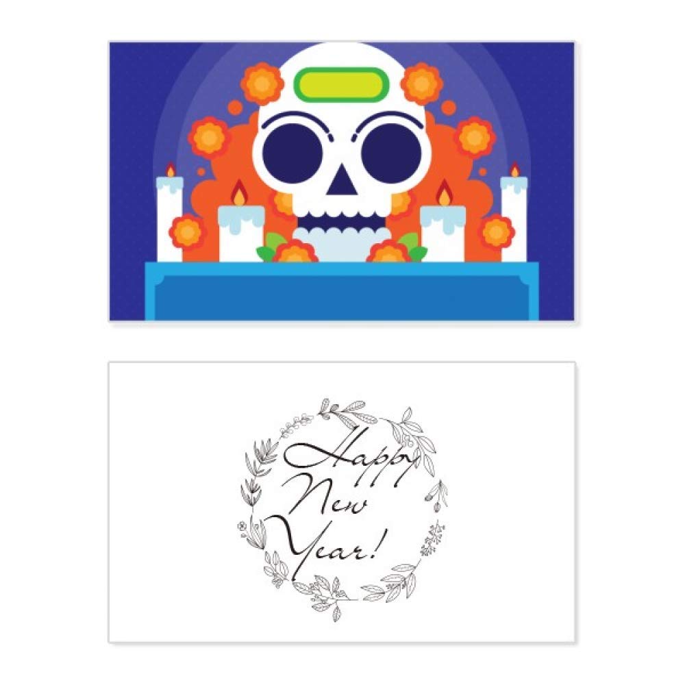 Tarjeta de Año Nuevo Día de los Muertos con diseño de esqueleto 5