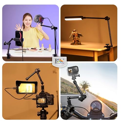 Image of BROLAVIYA 11 Inch Adjustable Magic Articulating Arm for DSLR Camera, LED Light, Flash Light, Monitor, Ring Light, Microphone, Aluminum Alloy