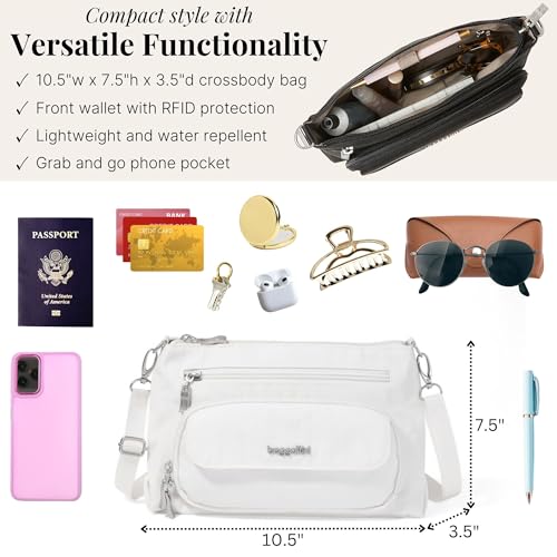 Image of Baggallini Original Everyday 11x7.5 Crossbody Bags Rfid Protected Lightweight Nylon Zippered Travel Purse