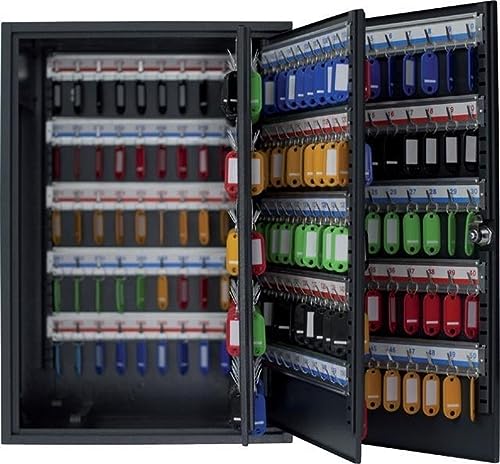 Pavo - Deluxe Schlüsselkasten/Schrank, 300 Haken mit seitlichem Schlüsseleinwurf ,Maße : 20x38x55 cm, dunkelgrau / 300 Schlüsselanhänger inklusive, Grau