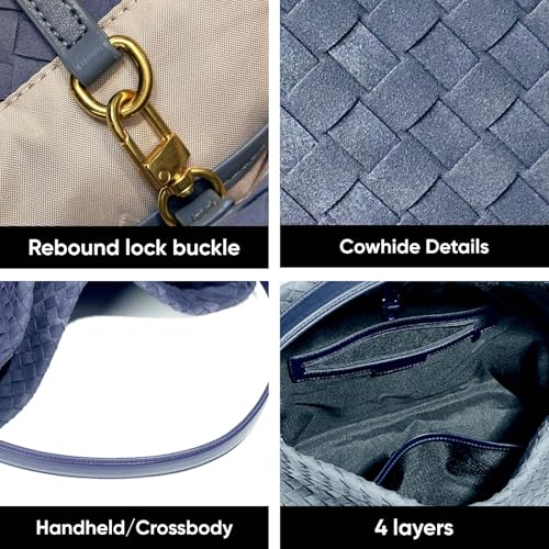 Image of Suede Woven Tote Bag for Women, Hobo Shoulder Bag for Work Travel