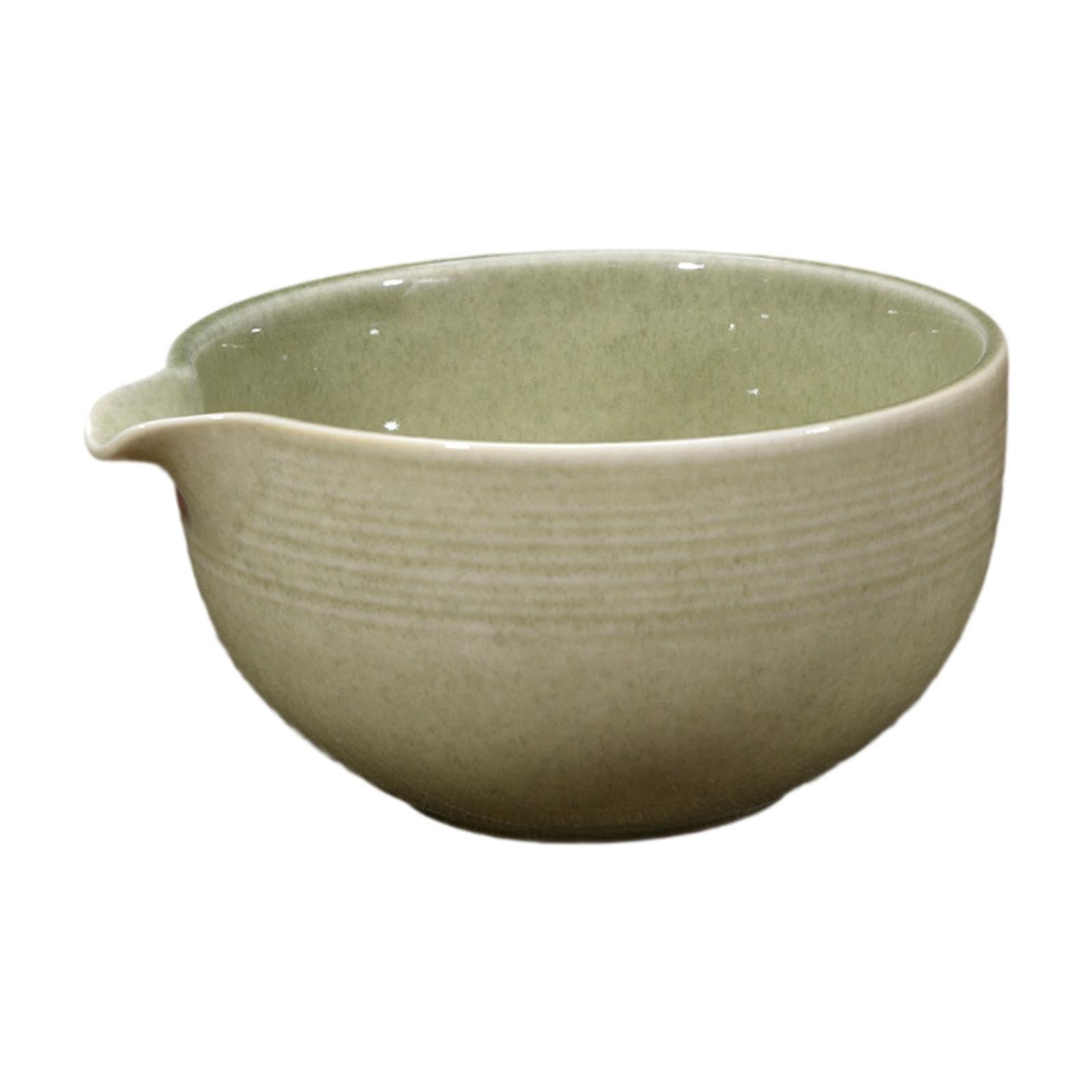 Matcha Schale Porzellan Teeschüssel Rührschale mit Auslauf Japanischer Stil für Matcha Liebhaber Zuhause Büro Wohnzimmer Geschenk, Matcha Green
