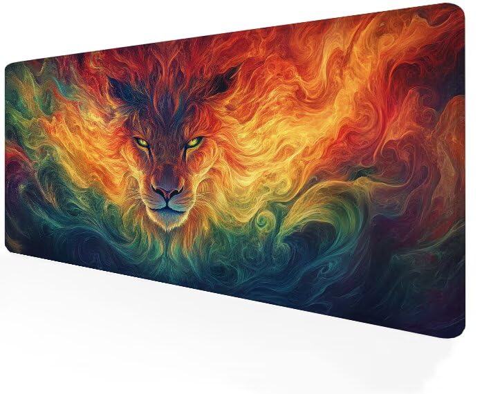 Tapis de souris grand format lion pour optimiser le confort de votre bureau