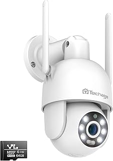 4K Wireless Security Camera, 24/7 Recording with 64G SD, Pan-Tilt 360° View CCTV Camera Outdoor with Motion Detection, Sound-Lights Alarm, 2-Way Audio, Color Night Vision, Wifi Ip Camera Support Alexa