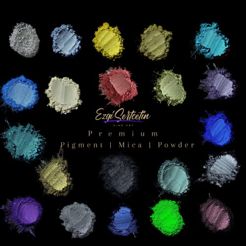 Ezgi Sertcetin Premium Pigment Powder 50g | Authentic Unique & Bright Pearlescent Metallic and Neon Colors | Especially Formulated for Artwork, Resin, Slime, Plasticine and more (Honeybee Yellow)