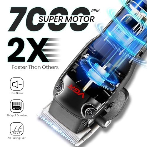 Image of VGR V-013 Professional Salon Quality Hair Clipper - 200 Minutes Runtime, 2000mAh Lithium Battery, Adjustable Taper Lever, 8 Guide Combs, LED Display (Red)