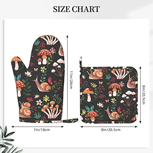 Oven Mitts And Pot Holders Sets High Heat Resistant Mushrooms Oven Mitts With Oven Gloves And Hot Pads Potholders For Kitchen Baking Cooking Bbq Silicone Non-Slip Cooking Mitts #TOP3
