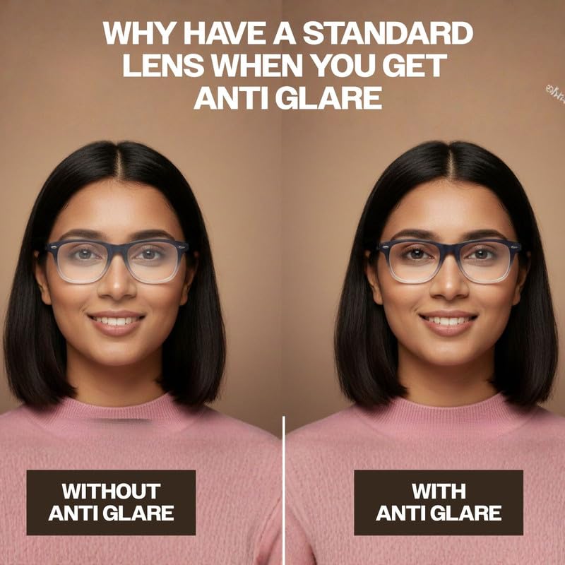 Image of SPECSMAKERS Single Vision Prescription Eyeglasses, Custom Order, Unisex, Large Size, TR90 Material, Above Average Durable Frame, Full Rim Rectangular Design,Frame Model No IPA1619