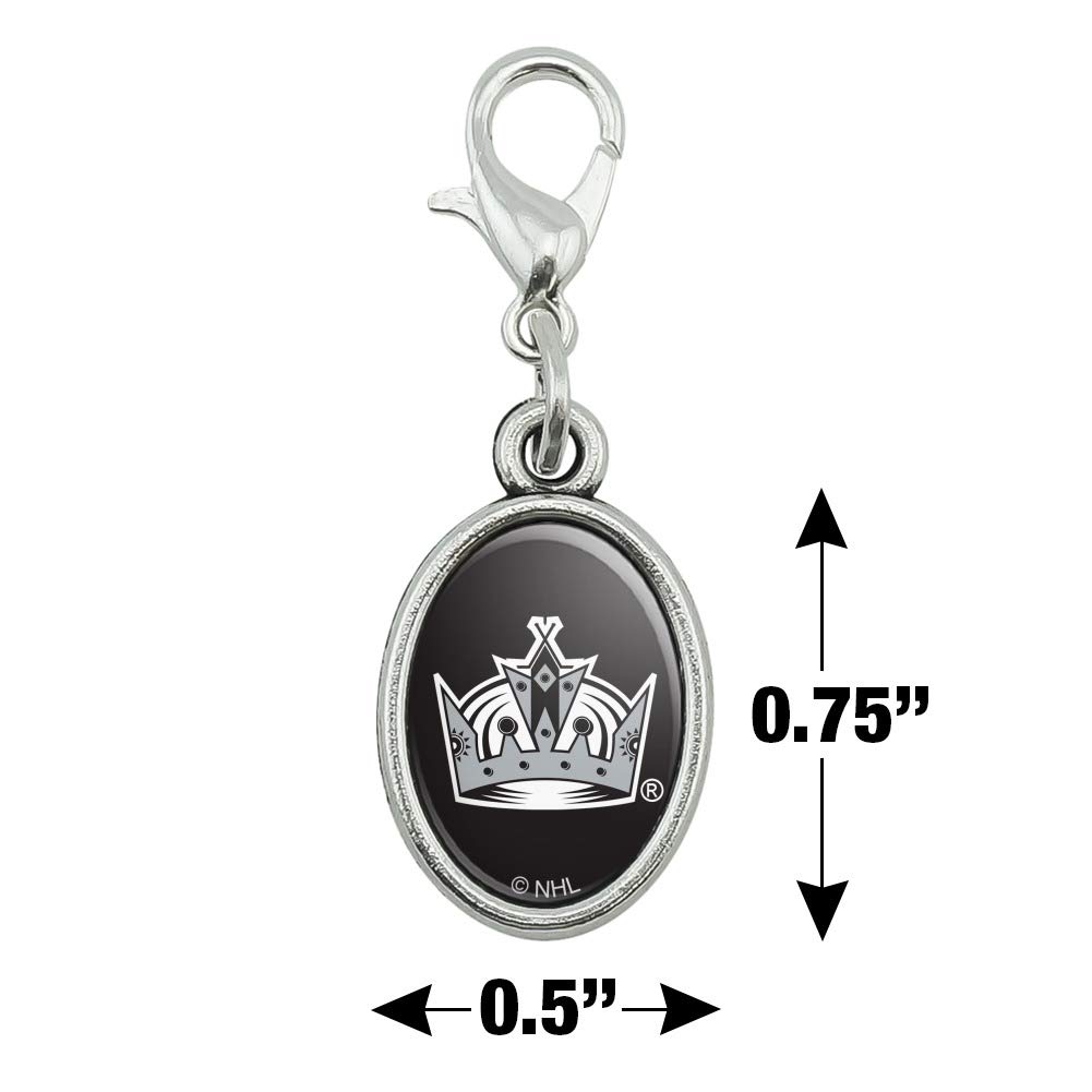 GRAPHICS & MORE NHL Los Angeles Kings Logo Antiqued Bracelet Pendant Zipper Pull Oval Charm with Lobster Clasp