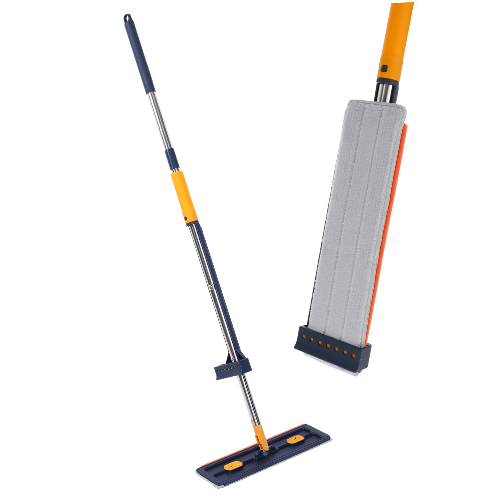 Veemoon Trapeador Plano sin Lavado Escurridor y 6 Almohadillas de Microfibra para Limpieza Profunda en Suelos de Parquet y Azulejos Base de Aleación y PVC
