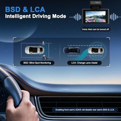 Image of TECXERLLON 4K Dash Cam with ADAS Assist, 3.6 inch IPS Touchscreen, Built-in GPS & 5G WiFi, G-Sensor, Dash Camera with Starlight Night Vision, 170 /150 Wide View, 24H Parking, Free 64GB Card Included