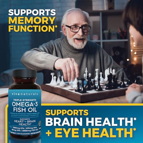 Viva Naturals Triple Strength Omega 3 Fish Oil Pills – 2500 mg High-Potency Formula with 2250 mg Omega 3 Fatty Acids (Including EPA, DHA, DPA) in rTG Form for Absorption – IFOS Certified, 90 Softgels - Thumbnail 6