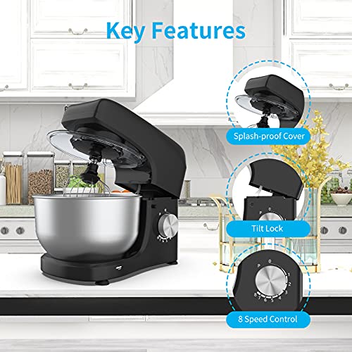 image for N  A Stand Mixer, 4.7QT 8-Speed Tilt-Head Electric Food Stand Mixer wi