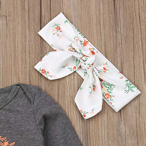 Qiylii Newborn Baby Girl Isn't She Lovely Floral Nightgowns Headband Sleepwear Sleeping Bag (0-3 Months, Gray) #TOP2