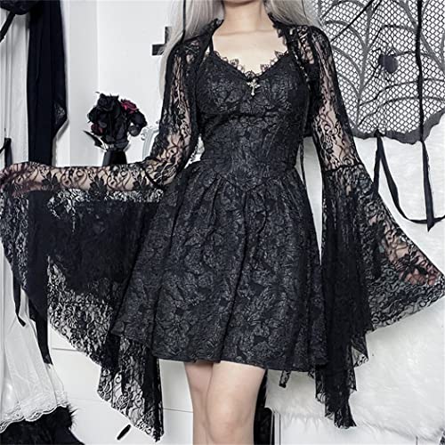 Image of Bolero Shrug Top Trad Goth Black Shawls and Wraps for Evening Dresses Short Cardigan