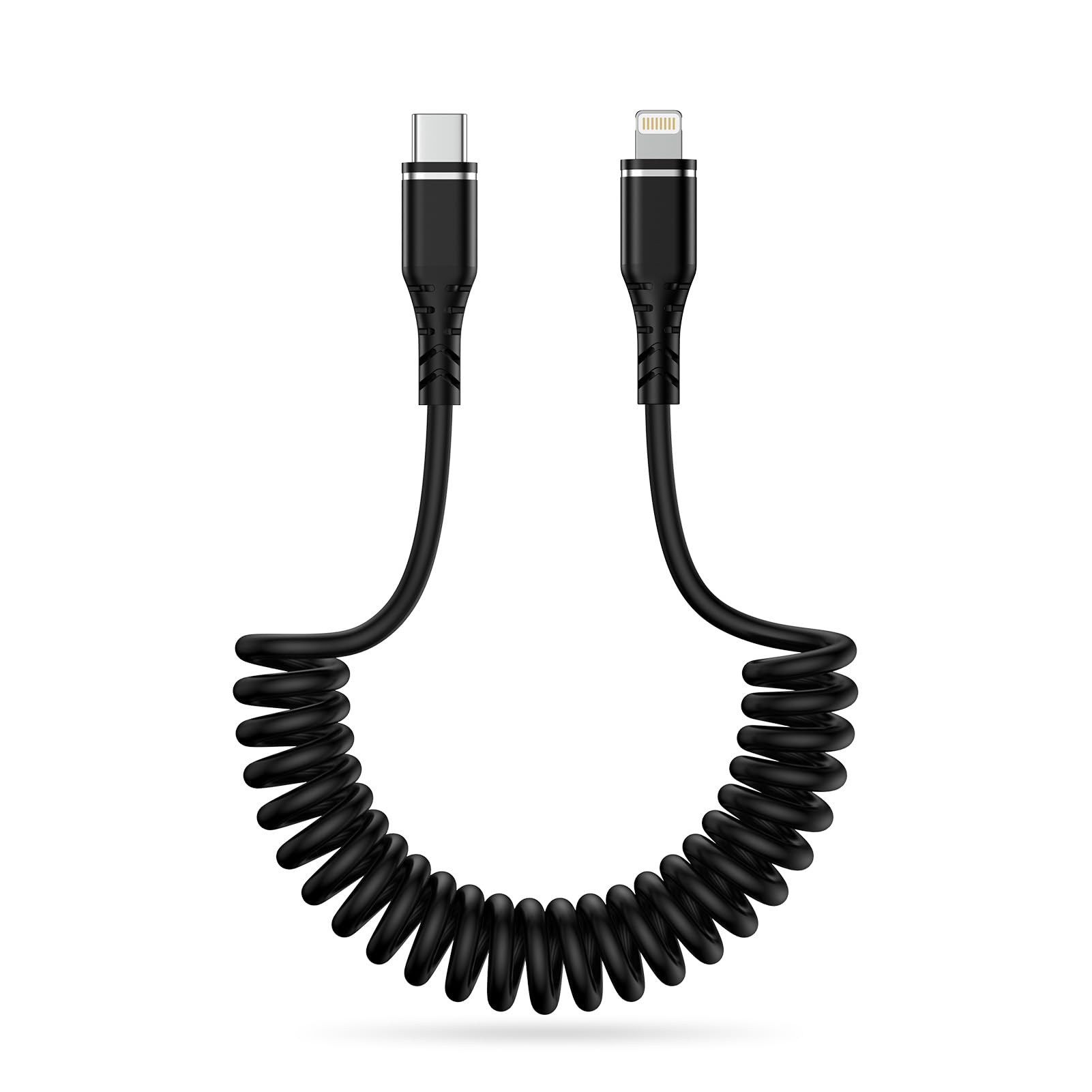 USB C auf Lightning Spiralkabel, [0.4M-1.2M] Apple Carplay Kabel USB C iPhone Ladekabel Kurz, Typ C auf Lightning Kabel Spiral Auto Schnellladekabel für iPhone 14 13 12 11 Pro Max Plus X XS XR 8 7 6