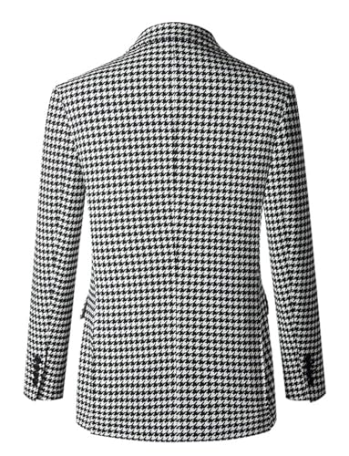 Men's Daily Houndstooth Suit Blazer Double Breasted Buttons Jacket Peak Lapel Leisure Tuxedos Coat2