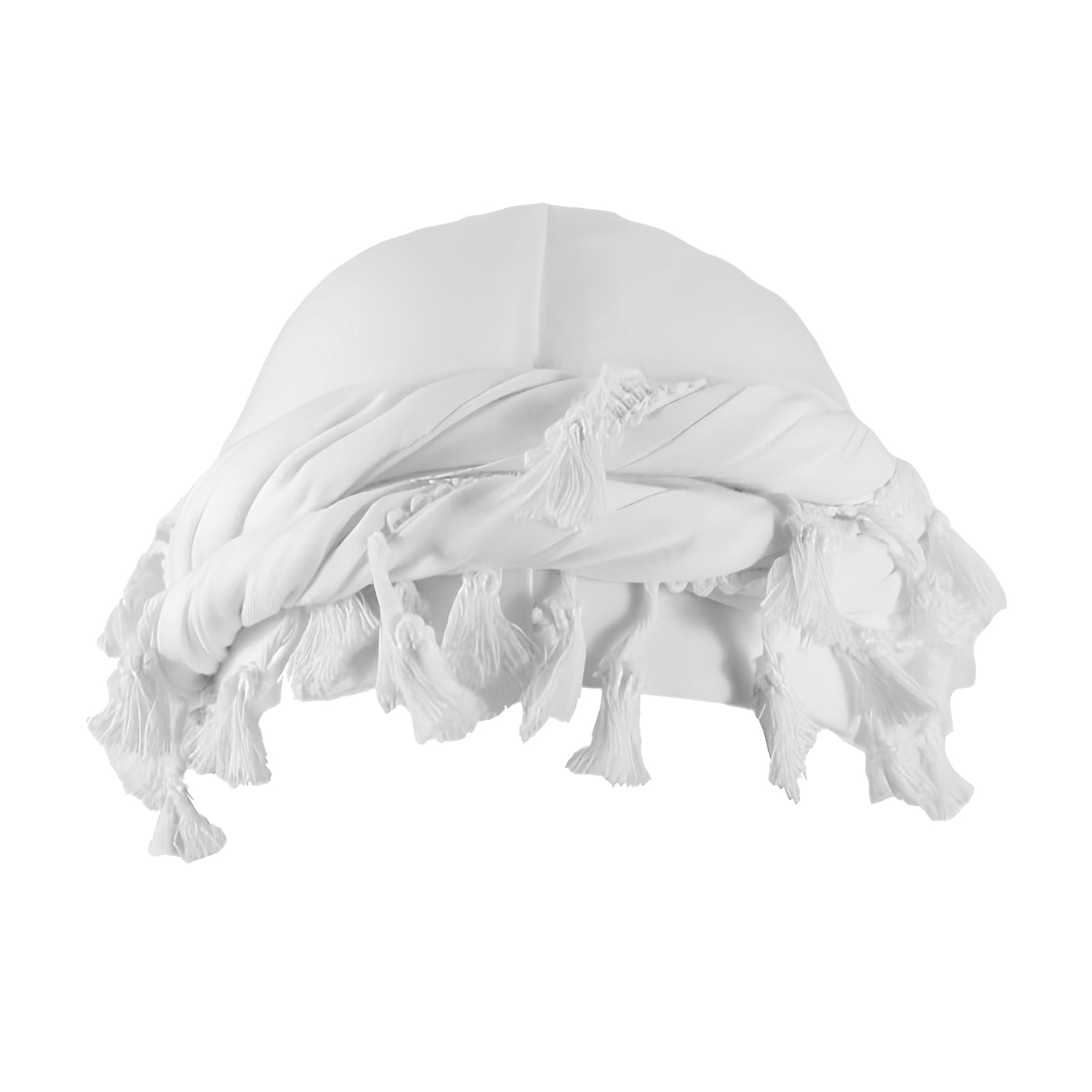 Adorila Cotton Durag Satin Lined Halo Turban Wraps, Unique Design Turban for Men, Tassel Beanie for Causal Life (White)