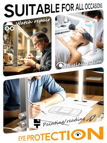 STOLAS Nail Tech Lamp for Desk, 4000K-6000K Dimmable LED Manicure Lamp, Desk Light for Nail Tech-Silver