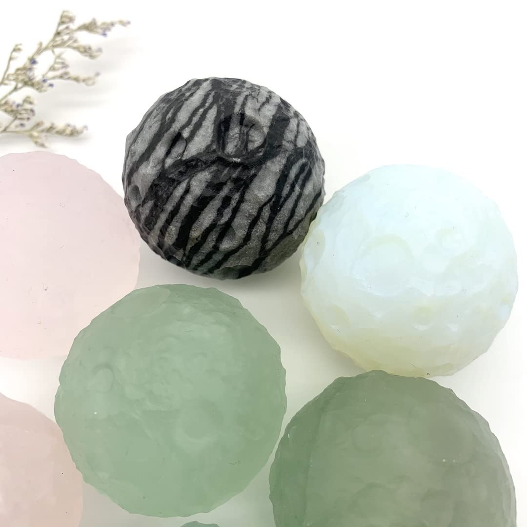 Kristall natürlicher rosa grüner Adventurin Meteorit Mond Kugel Kugel Quarz handgeschnitztes Rohsteinexemplar Heimdekoration ERTEYIN (Color : Pink)