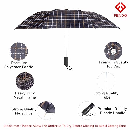 Image of Fendo 21 Inch 2 Fold Umbrella for Men & Women | Windproof & Waterproof | Compact Travel Umbrella with Strong Frame | Lightweight & Easy to Carry
