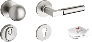Beschläge Hamburg | Türgriffe Schutzbeschlag | BAUHAUS PRIME SH 07ZAMAK MMN | Türdrücker Rosetten Sicherheitsgarnitur die Wohnungs- und Hauseingangstür | Türbeschlag, ø 52 mm in matt vernickelt