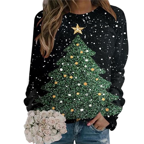 Sweatshirt Femme Pull-Over Noël Vert Clair M pour Style Décontracté