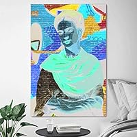 SIGNWIN Framed Canvas Wall Art Mexican Painter Frida Kahlo Colorful Painting Graffiti & Street Art Famous People Pop Art Modern Urban Multicolor for Living Room, Bedroom, Office - 12x18 inches