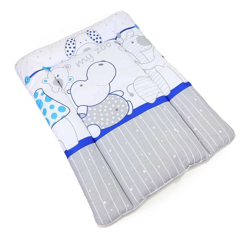BABYMAM Baby Changing Mat 100% Cotton Padded Soft Nursery for Unit (Zoo Blue)
