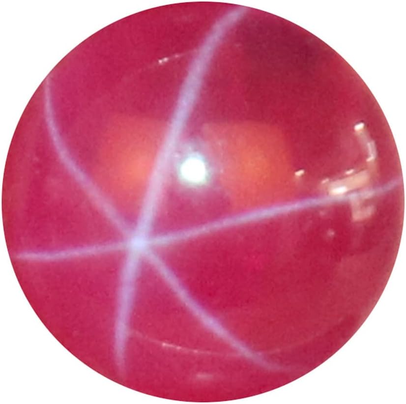 REAL-GEMS 1.65 Ct. 6 Rays Red Star Ruby Brilliant Round Shape Cabochon Loose Gemstone For Jewlery Making