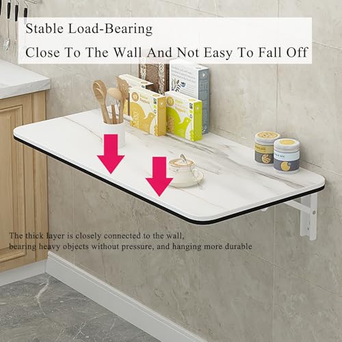 Table pliante murale effet marbre, le petit bureau rabattable idéal