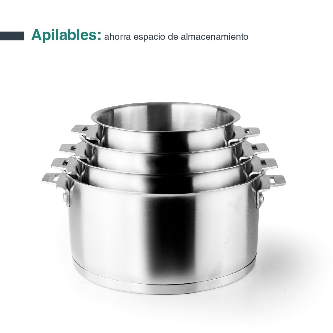 Lacor 56624 - Cuerpo para Cacerola Combi, Acero Inoxidable 18/10, Aluminio | En acero inox 18/10, para un uso práctico y profesional en cocina; apto para inducción y horno, apto para lavavajillas