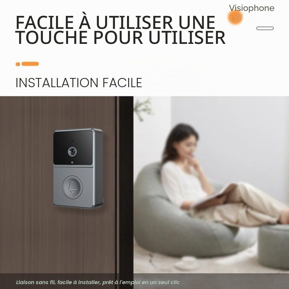 Sonnette vidéo sans fil avec écran IPS de 4,3 pouces et caméra HD grand angle de 170 °, interphone audio bidirectionnel pour la surveillance de la sécurité à domicile, sonnette extérieure étanche IP65